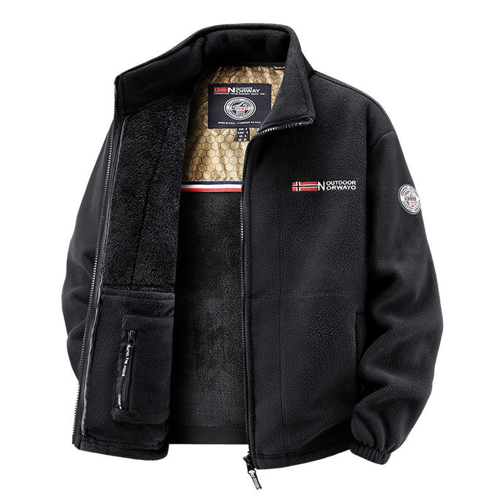 Damen Thermo-Fleecejacke mit wärmendem Teddyfutter, Stehkragen und Reißverschlusstaschen Drune