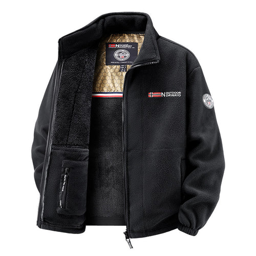 Damen Thermo-Fleecejacke mit wärmendem Teddyfutter, Stehkragen und Reißverschlusstaschen Drune