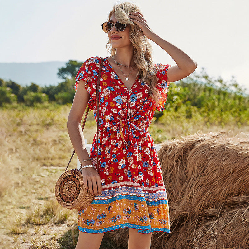 Damen Sommerkleid mit floralem Muster Drune
