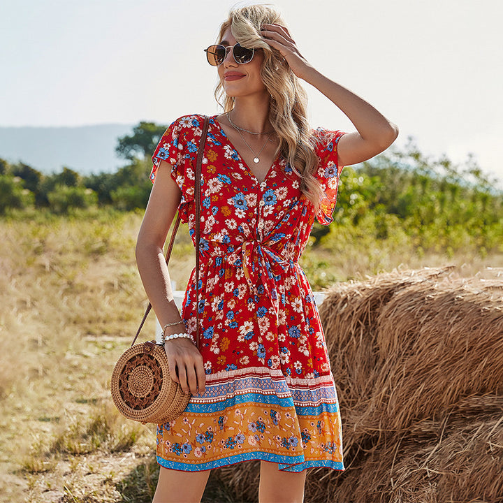Damen Sommerkleid mit floralem Muster Drune