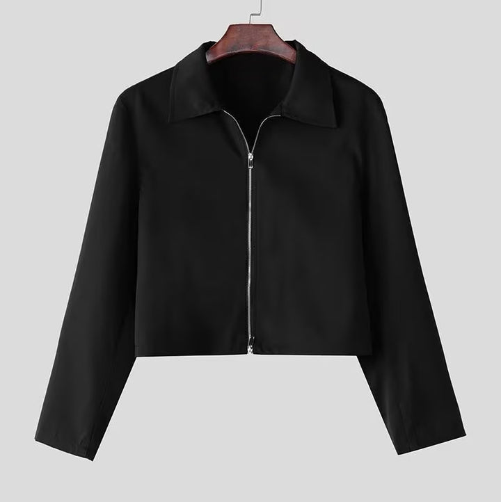 Damen Cropped Jacke mit Hemdkragen und durchgehendem Reißverschluss Drune