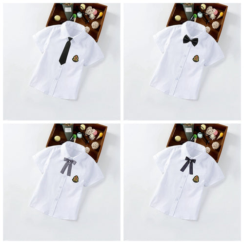 Jungen elegante kurzärmlige Bluse mit Fliege Drune