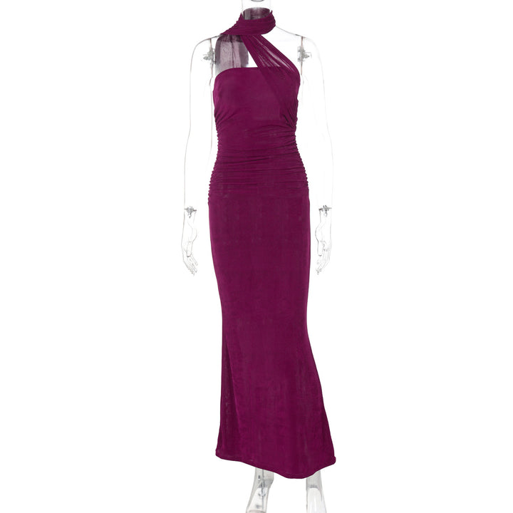 Damen Elegantes Abendkleid mit schulterfreiem Halterdesign und figurschmeichelnder Drapierung Drune