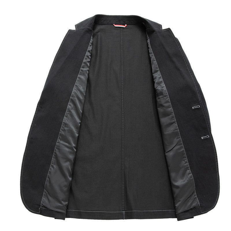 Herren Leichtes Baumwoll-Sakko mit Kontraststeppungen, aufgesetzten Taschen und Notch-Revers Drune