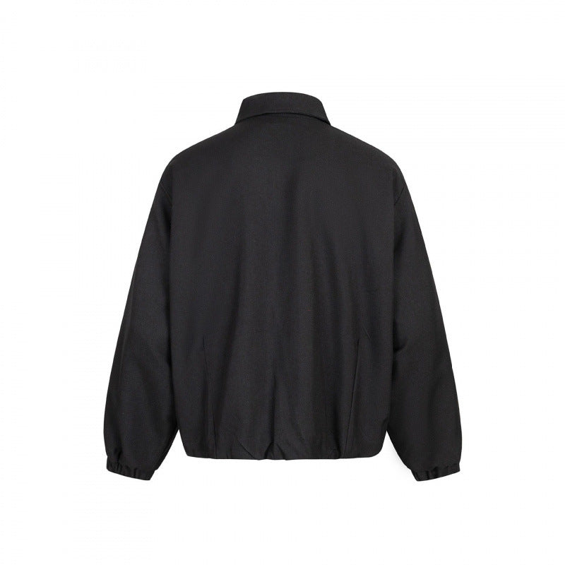Unisex Boxy-Übergangsblouson mit Hemdkragen, Zwei-Wege-Metallreißverschluss und elastischen Bündchen Drune