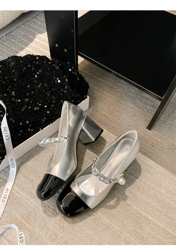 Damen Pumps mit modischem Ketten-Detail und elegantem Blockabsatz Drune