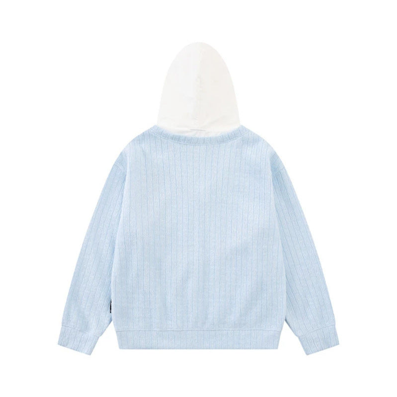 Damen Kapuzenpullover mit V‑Ausschnitt, angenähter Krawatten‑Applikation und Sternpatches Drune