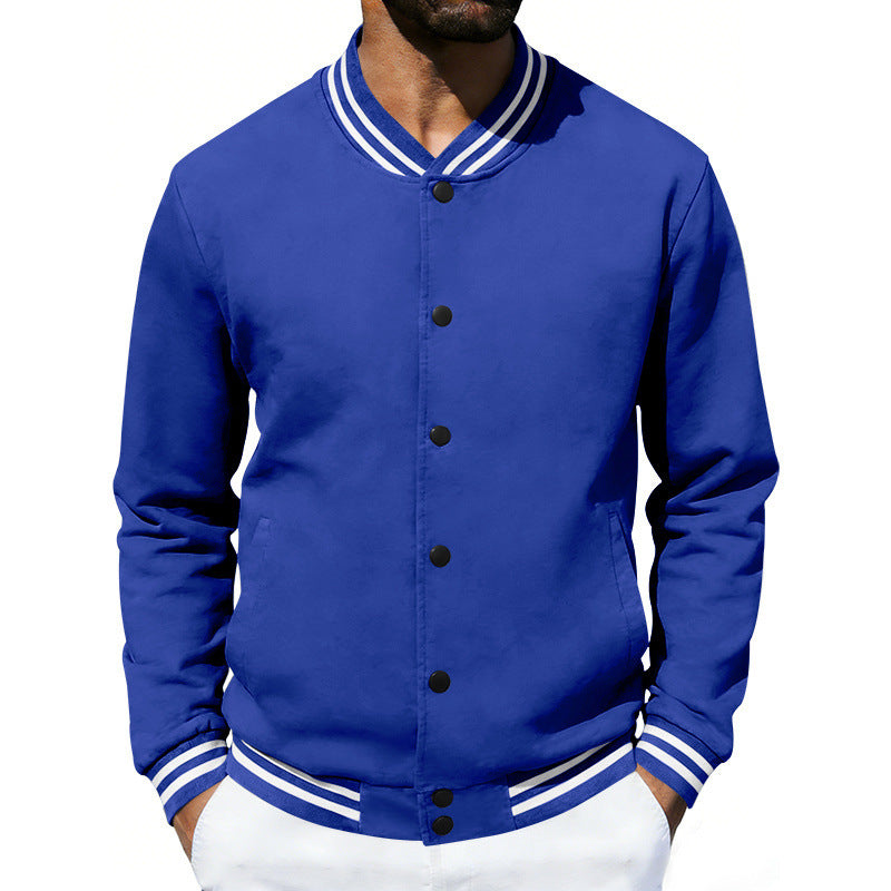 Herren Varsity-Bomberjacke aus Sweat mit gestreiftem Rippkragen Drune