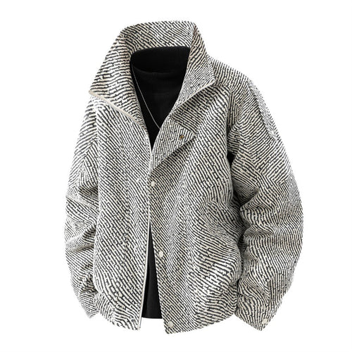 Herren gepolsterte Wollmix Übergangsjacke im Oversize-Schnitt mit Stehkragen Drune