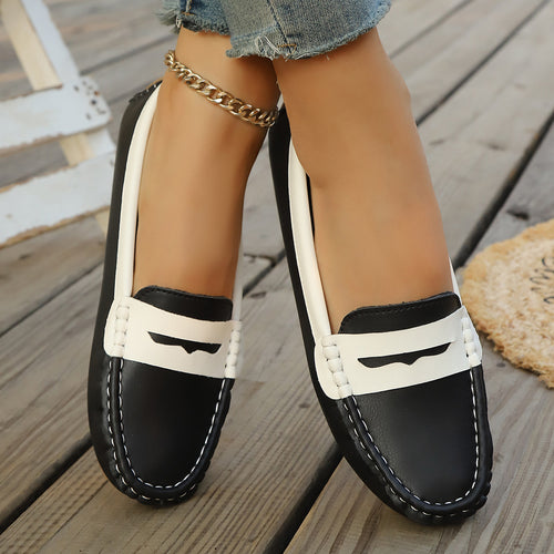 Damen nan klassische Penny-Loafer aus weichem Kunstleder mit gesteppter Rahmennaht und gepolsterter Komfortinnensohle Drune