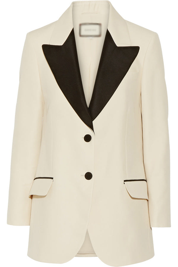 Damen Smokingsakko im Tailoring mit spitzem Schalkragen und kontrastiertem Reversbesatz Drune