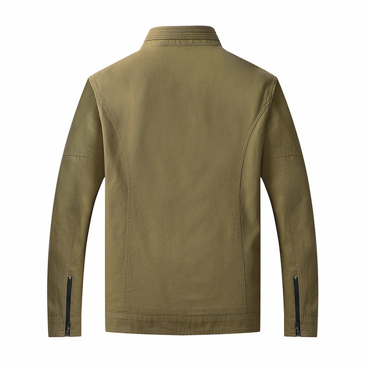 Herren funktionaler Canvas-Zip-Blouson mit Stehkragen und verdeckten Reißverschlusstaschen Drune