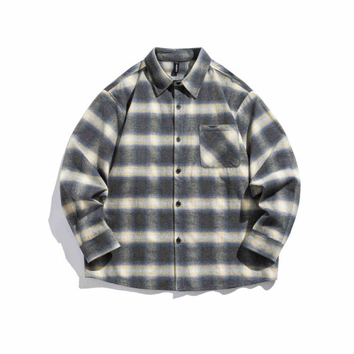 Herren Karierte Flanell-Overshirt mit Brusttasche Drune