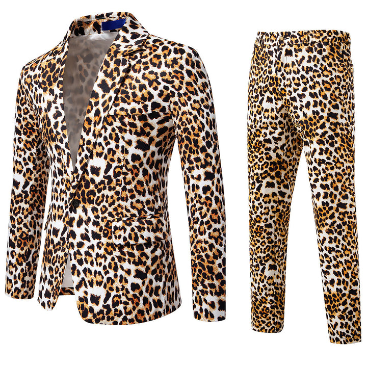 Herren Zweiteiliges Satin-Anzugsset mit grafischem Allover‑Print und schmaler Silhouette Drune