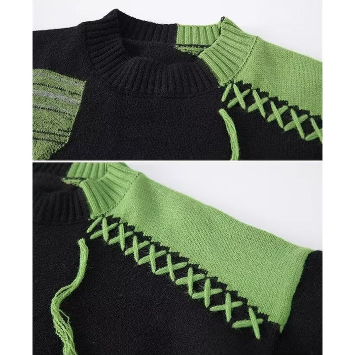 Herren Lässiger Grobstrickpullover mit kreativem Muster Drune