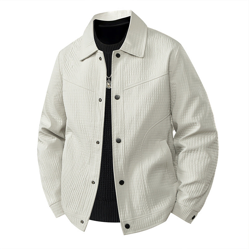 Herren Leichte Übergangsjacke im Worker-Stil mit mikrostrukturierter Twill-Optik und Druckknopfleiste Drune