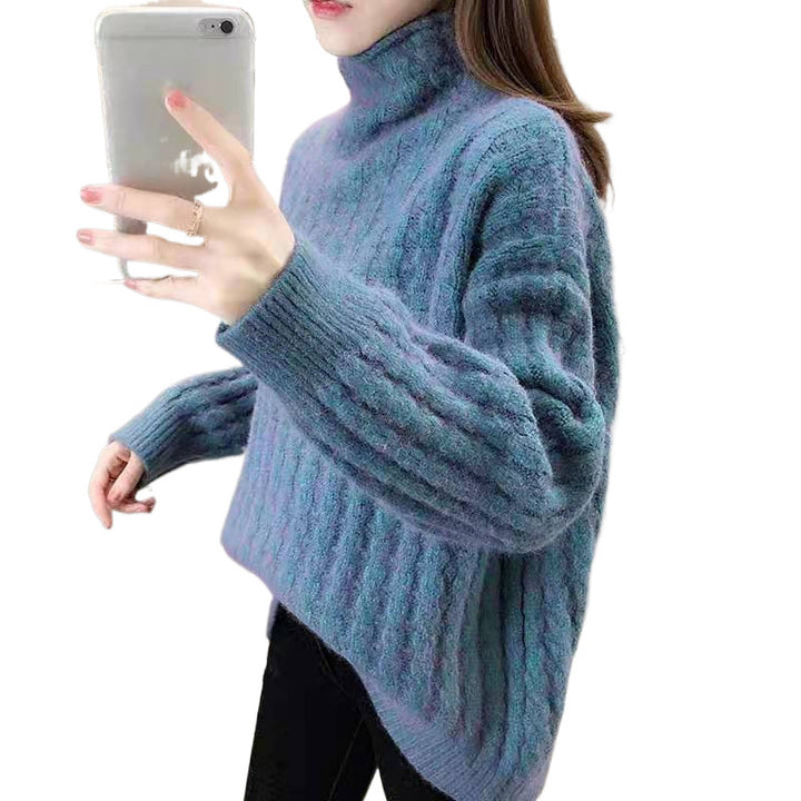 Damen Strickpullover im modernen Rippdesign mit hohem Kragen und lässigen Ärmeln Drune