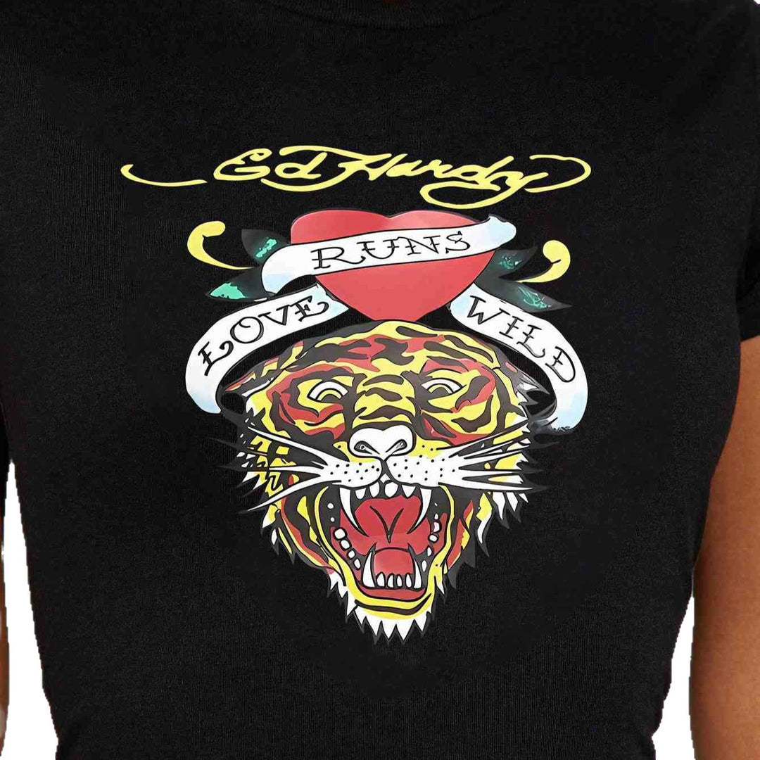 Damen T-Shirt mit kreativem Tiger-Motiv und inspirierendem Schriftzug Drune
