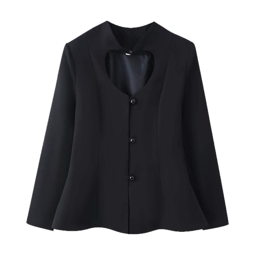 Damen Kurze Taillierte Jacke mit herzförmigem Cut-Out und Schößchen Drune