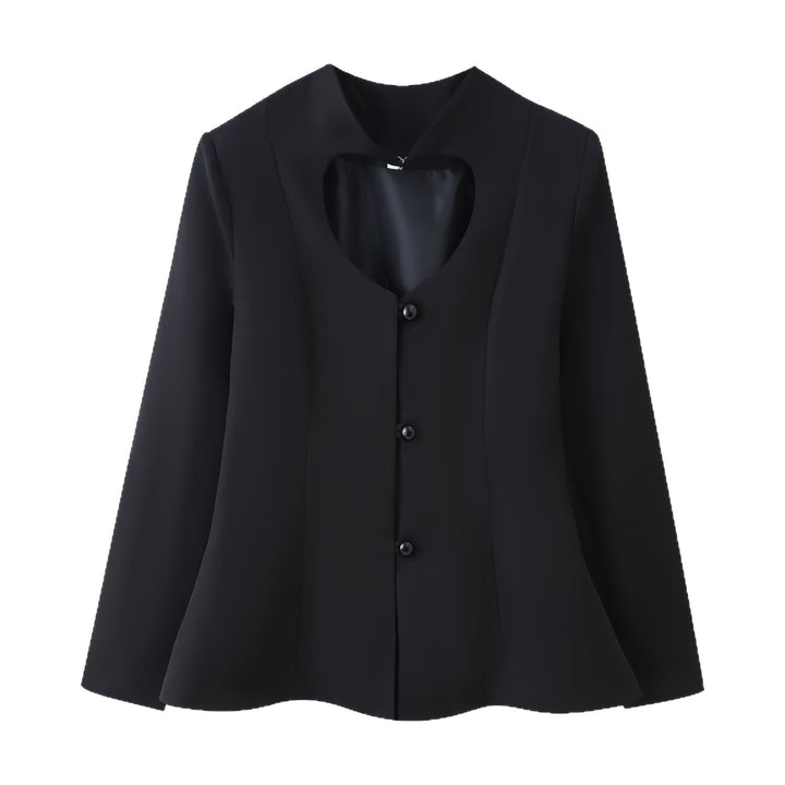 Damen Kurze Taillierte Jacke mit herzförmigem Cut-Out und Schößchen Drune