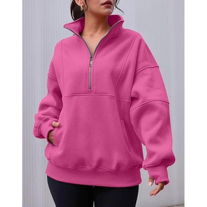 Damen Sweatshirt mit halbem Reißverschluss und oversized Schnitt Drune