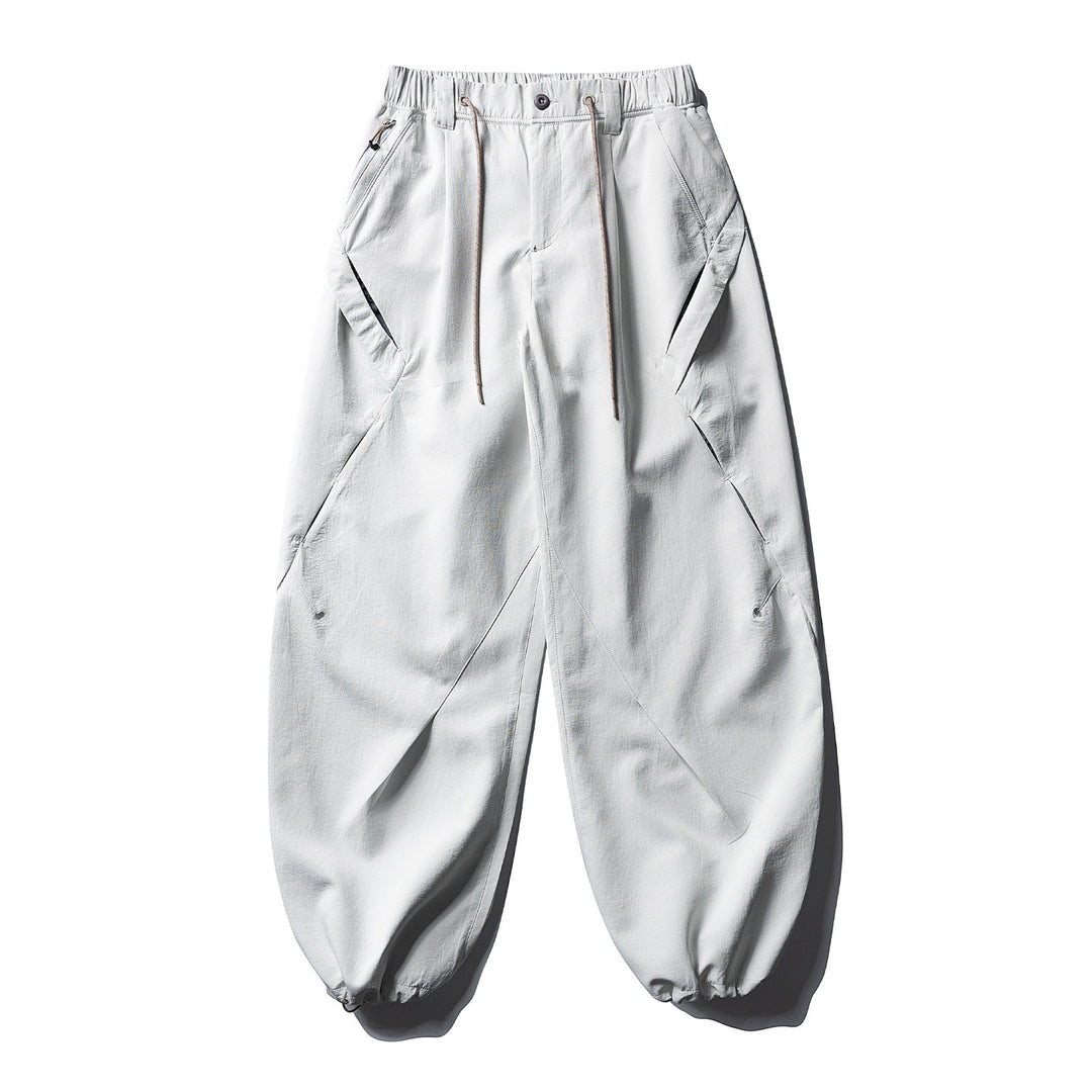 Herren Baggy-Cargohose mit asymmetrischen Eingriffstaschen, Tunnelzugbund und elastischen Knöchelabschlüssen Drune