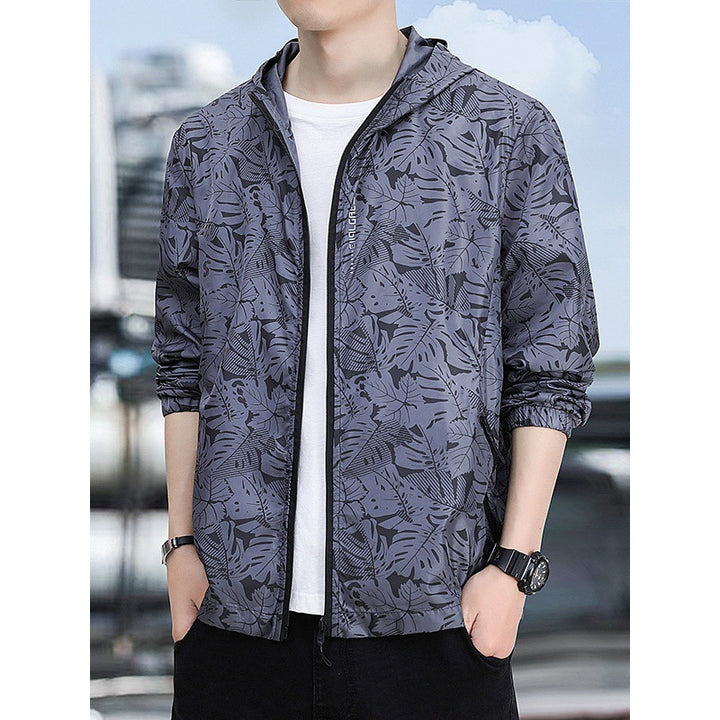 Herren Leichte Sportjacke mit modischem Blumendruck Drune
