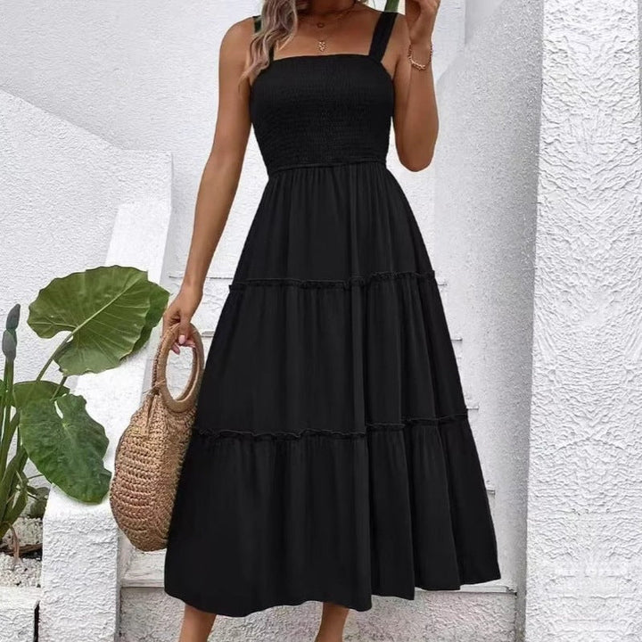 Damen Maxikleid mit elastischem Bustier und fließendem Rock Drune