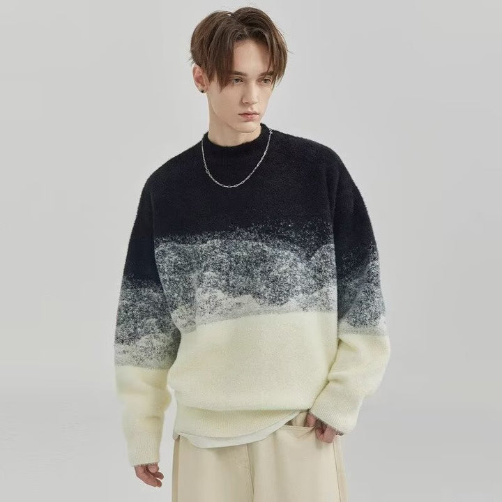 Herren Modischer Grobstrickpullover mit Farbverlauf Drune