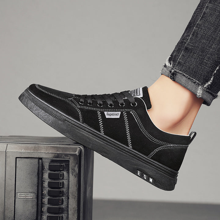Herren Niedrige Velours‑Freizeit‑Sneaker mit gepolstertem Fersenkragen und dezenter Nahtstruktur Drune