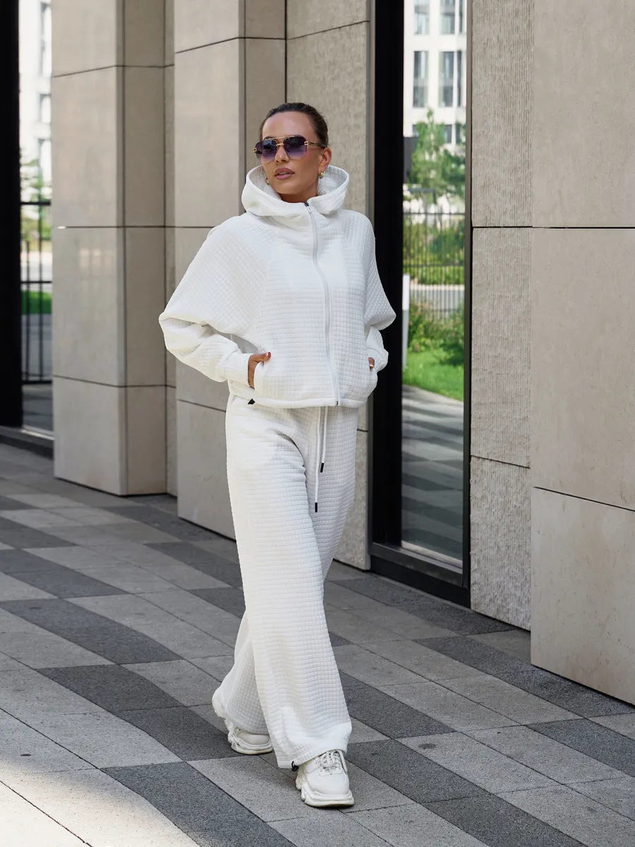 Damen bequemer Kapuzenpullover mit weitem Hosenanzug Drune