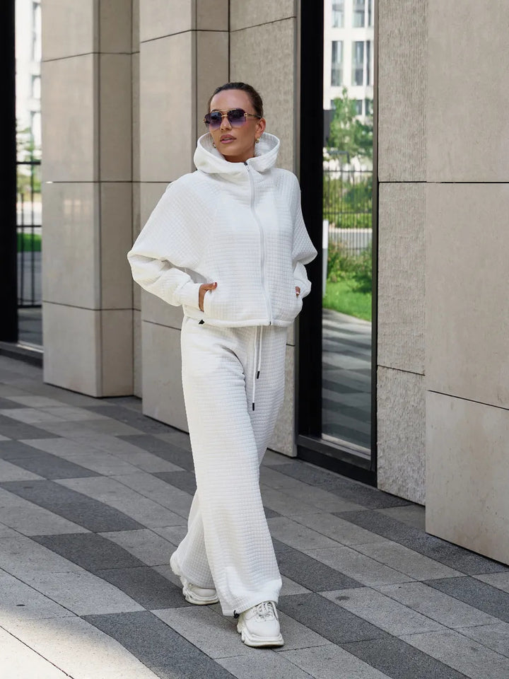 Damen bequemer Kapuzenpullover mit weitem Hosenanzug Drune
