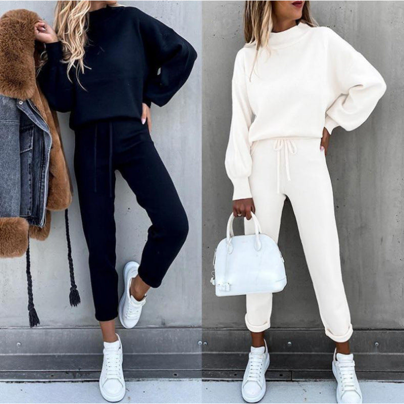 Damen Sportliches Jogginganzug-Set mit komfortablem Schnitt und hohem Kragen Drune