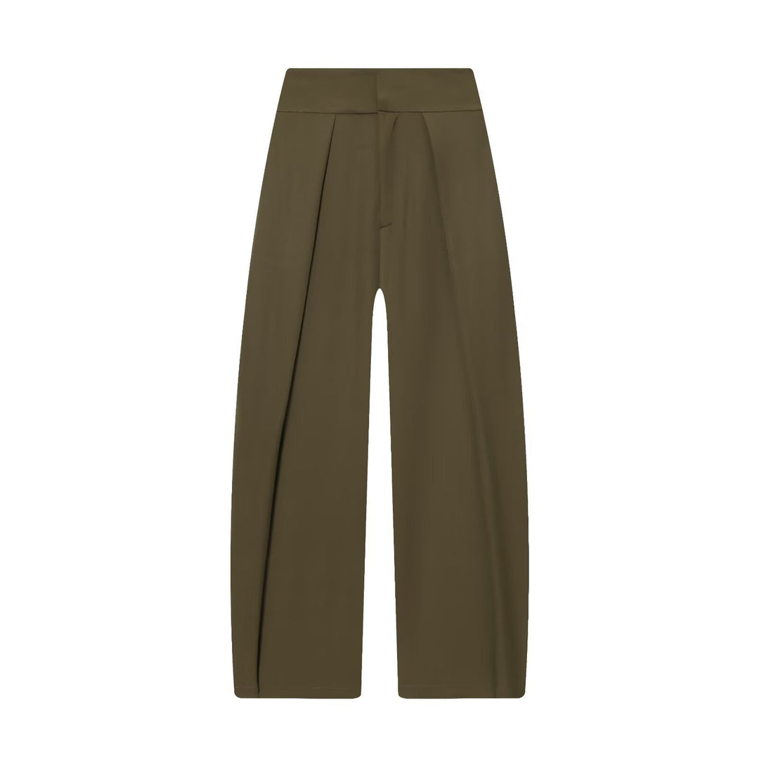 Damen Weite Highwaist-Hose mit Frontfalten und fließender Palazzo-Silhouette Drune