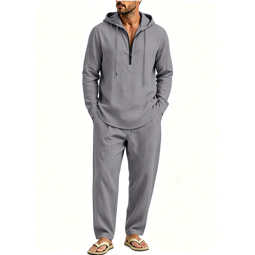 Herren Lässiges Lounge-Set mit Halbzip-Kapuzenpullover und locker sitzender Freizeit-Hose Drune