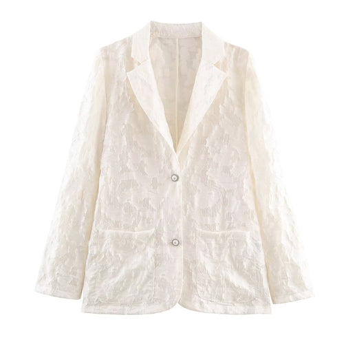 Damen Jacquard-Blazer mit floralem Relief und zierknopfbesatz Drune