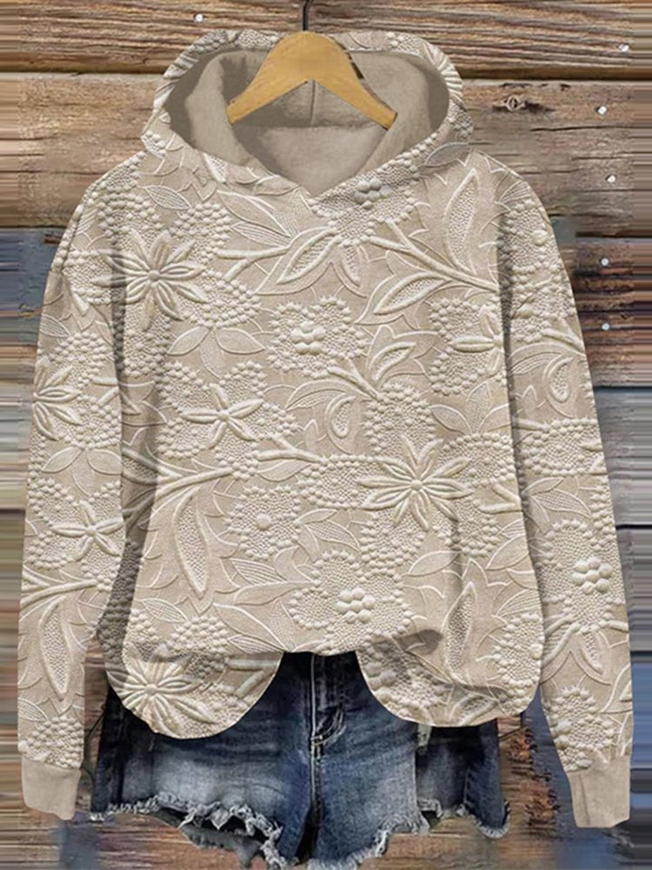 Damen Kapuzenpullover mit floralem Reliefdesign Drune