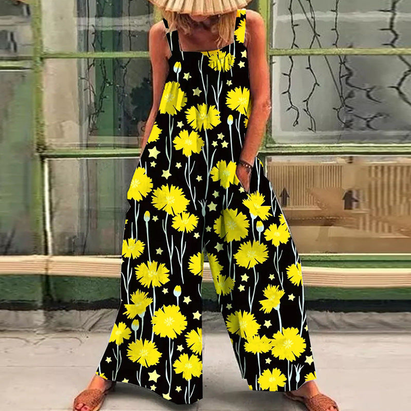 Damen Übergröße Jumpsuit mit floralem Muster und praktischen Taschen Drune