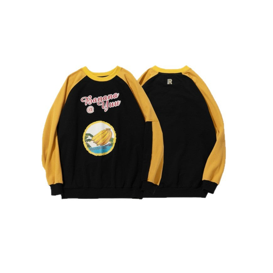 Unisex Oversize-Sweatshirt mit Raglanärmeln, Kontrasteinsätzen und Grafikprint Drune