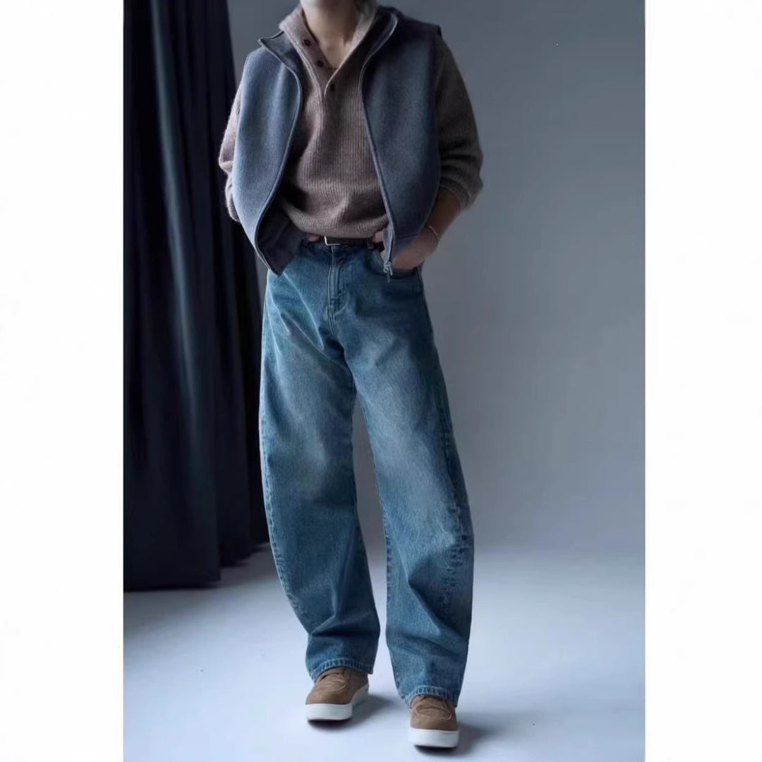 Herren Trendige Weitgeschnittene Denim-Jeans Drune