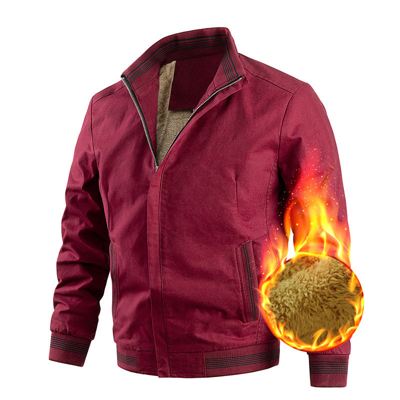 Herren Thermo-Canvas-Blouson mit weichem Teddyfutter und hochschließendem Stehkragen Drune