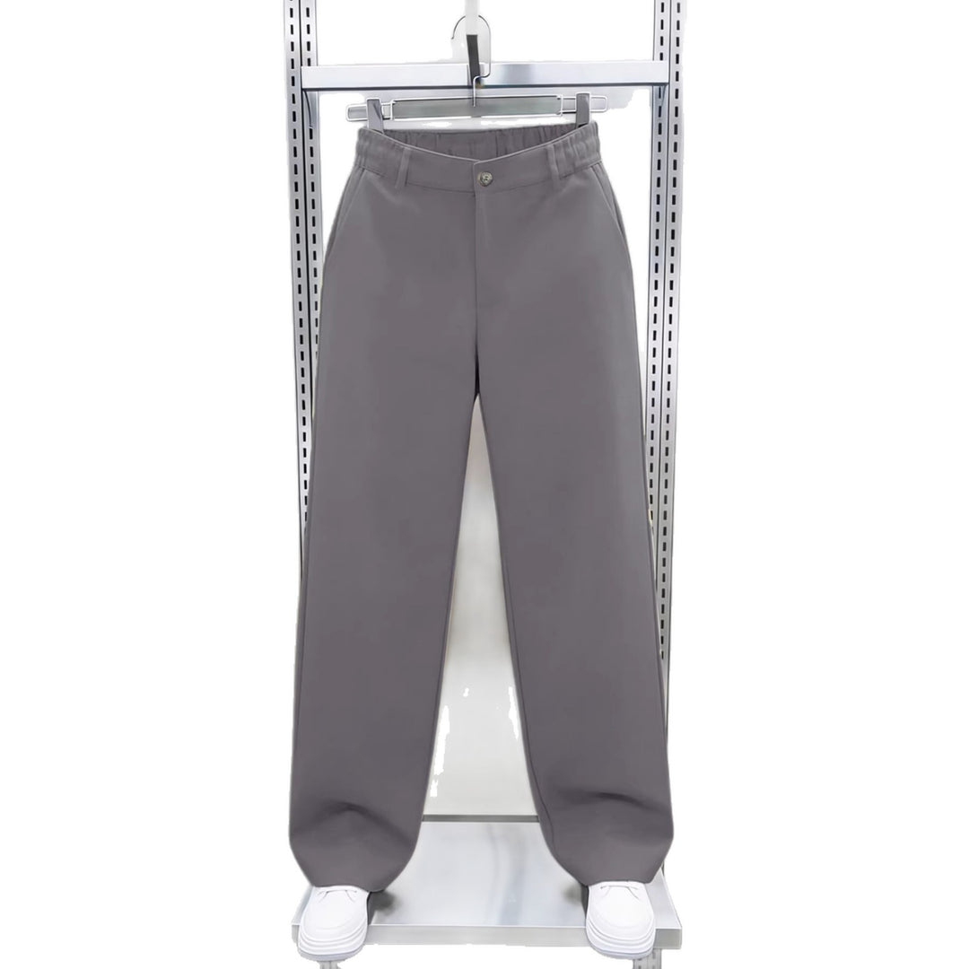 Herren Weite High‑Waist Chinohose mit elastischem Rückbund geradem Bein & Seitentaschen Drune