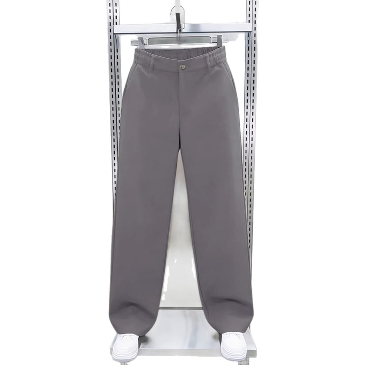 Herren Weite High‑Waist Chinohose mit elastischem Rückbund geradem Bein & Seitentaschen Drune
