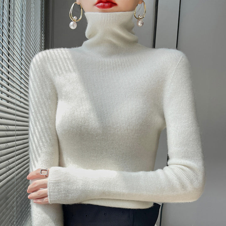 Damen Schmaler Rollkragenpullover aus Kaschmir‑Mix mit extralangem Ärmelabschluss Drune