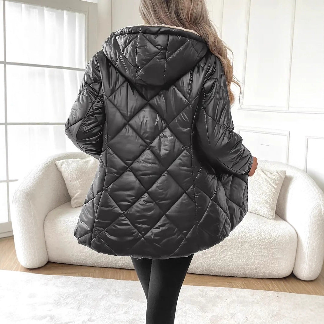 Damen Steppjacke mit Teddyfutter und Kapuze Drune