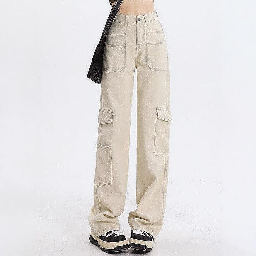 Damen Cargo-Jeans mit hoher Taille und praktischen Taschen Drune