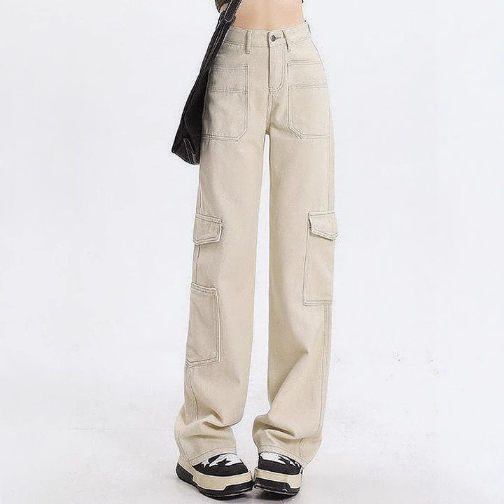 Damen Cargo-Jeans mit hoher Taille und praktischen Taschen Drune