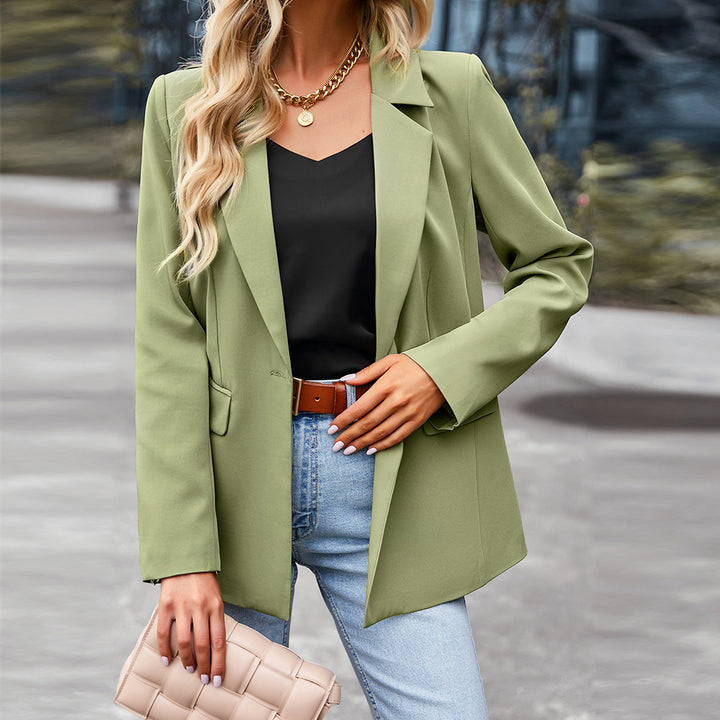 Damen nan leichter Longblazer mit Ein-Knopf‑Verschluss, Pattentaschen und legerer Silhouette Drune