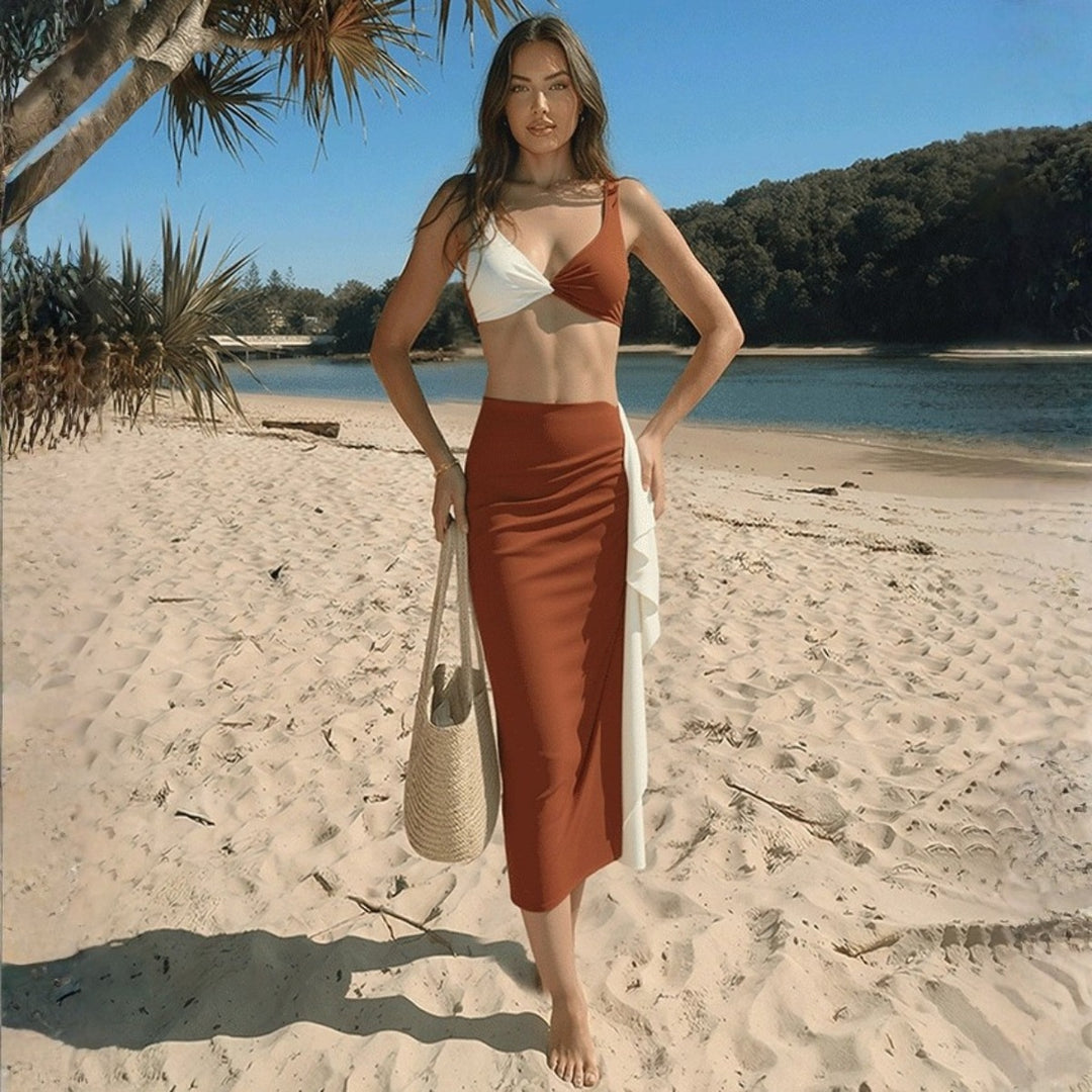 Damen Bikiniset mit eleganter Drapierung und modischem Wickelrock Drune