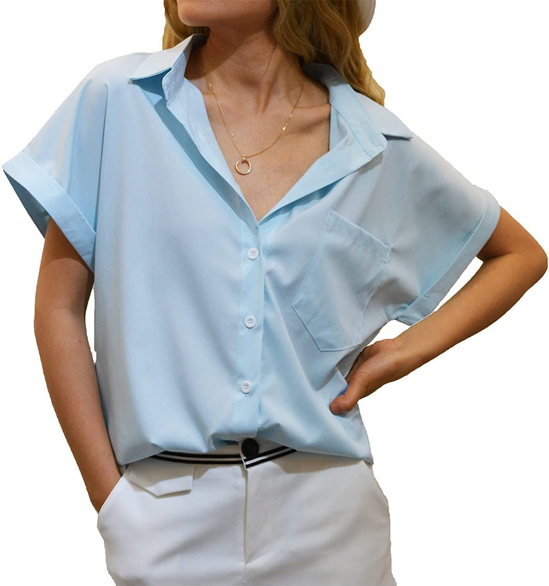 Damen elegant geschnittene Kurzarmbluse Drune